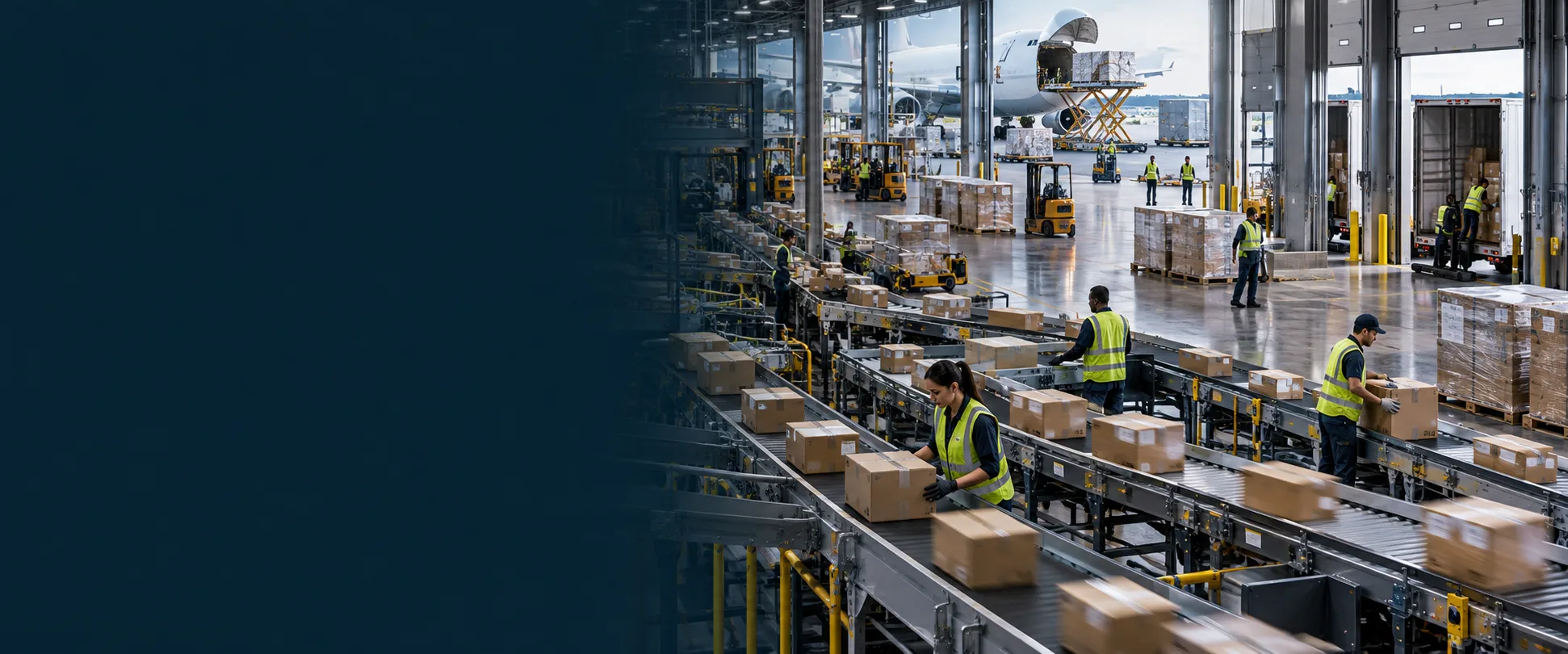 A large logistics hub coordinating freight movement and business-critical data exchange