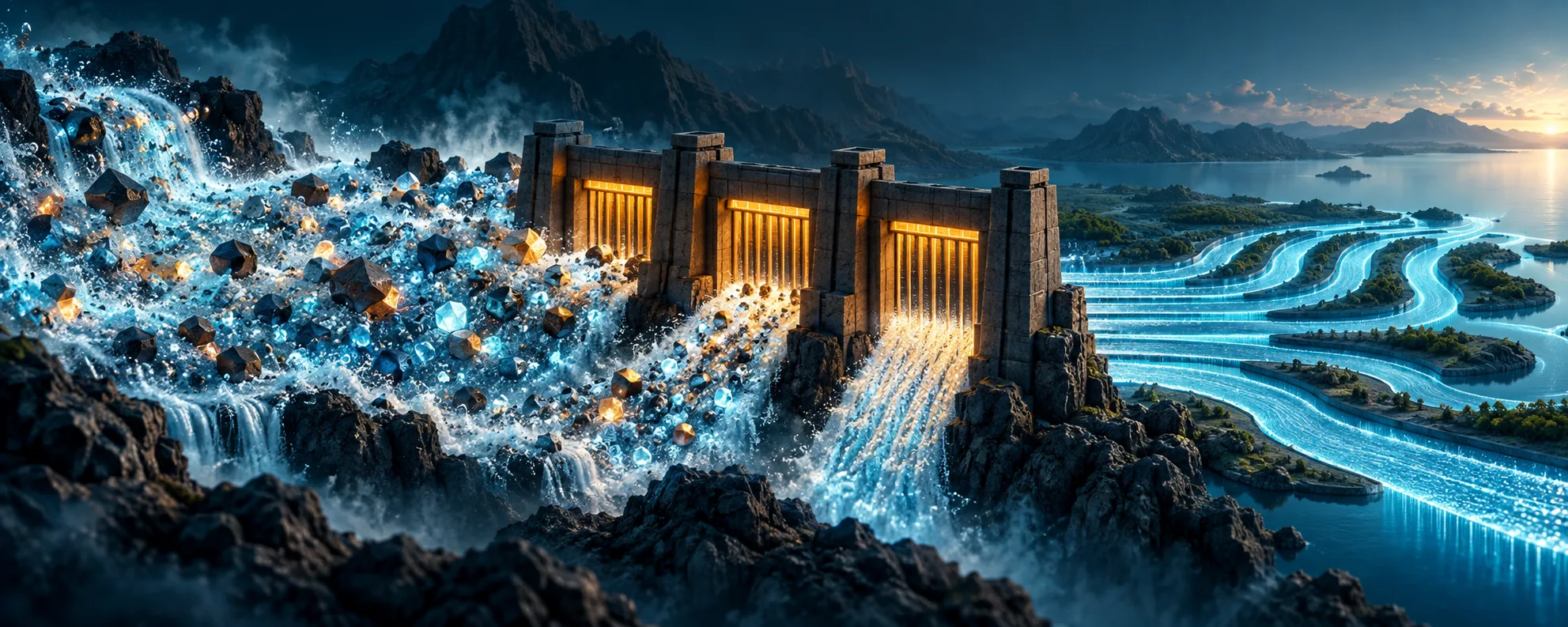 Governed enterprise data streams converging into a cloud data and AI platform